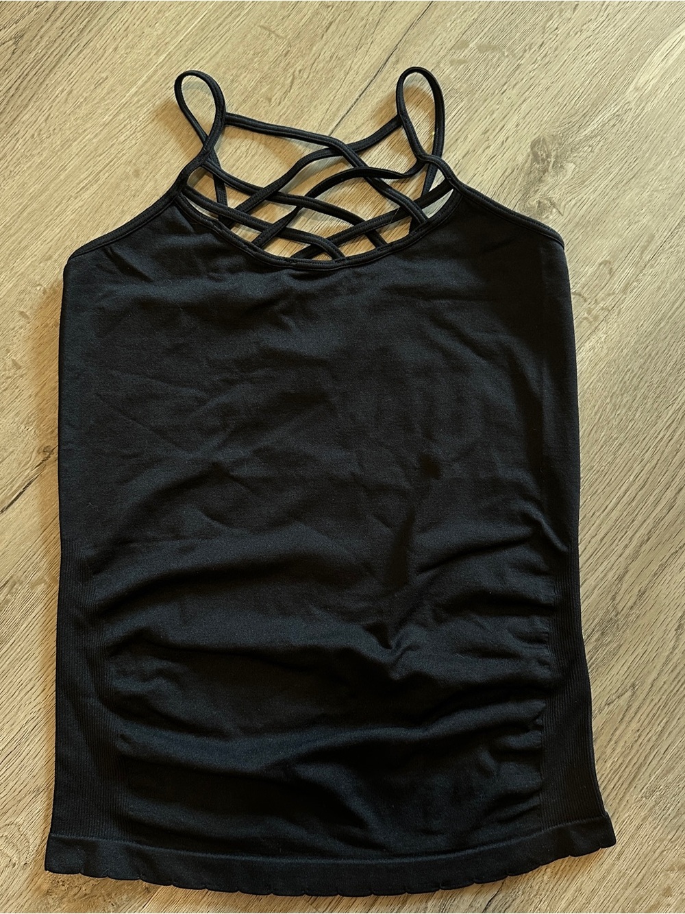 Black Seamless Strappy Crisscross Tank Top - One Size Fits All